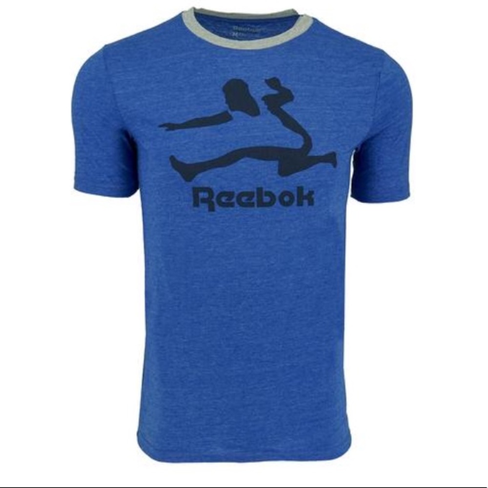 Reebok size s blue & black w/ gray collar t new!